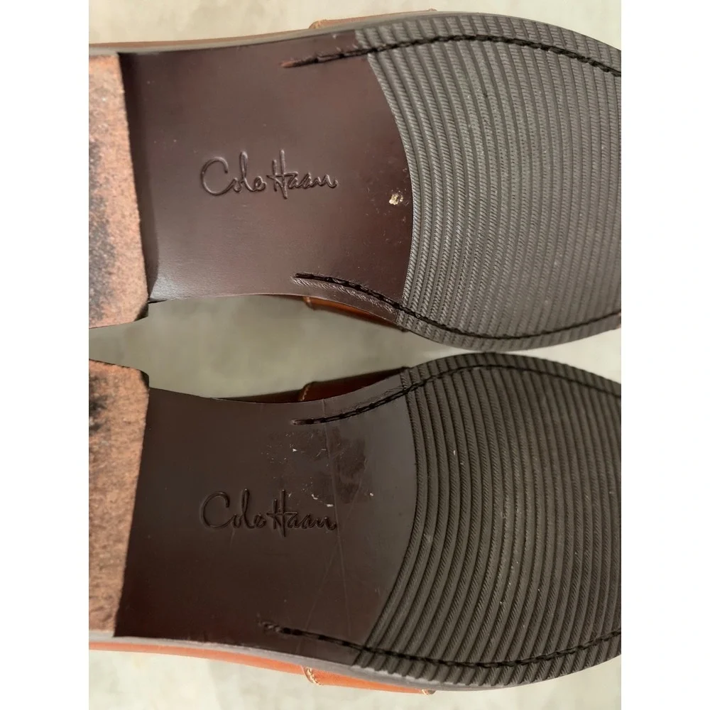 Cole Haan Penny Loafers Mens 10.5 M Brown Leather Moc Toe Slip On E07 01462 Good